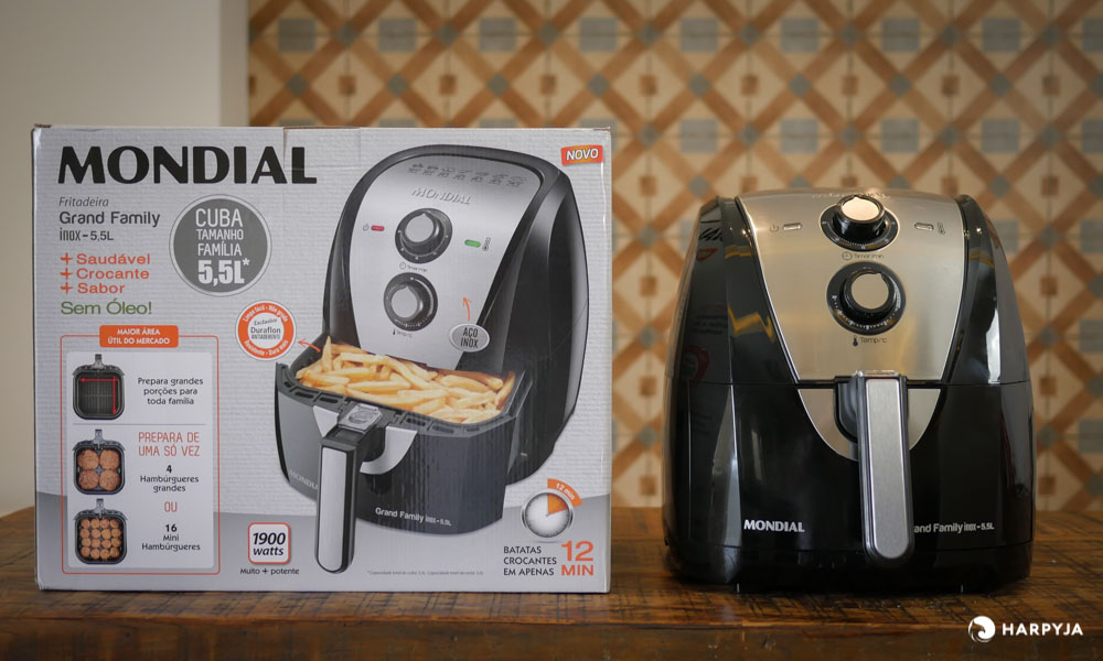 Fritadeira Sem Óleo Air Fryer 8L, Mondial, Preto/Inox, 1900W, 110V