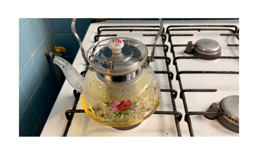 Chaleira com Infusor de Chá Vidro Inox e Cerâmica 1L