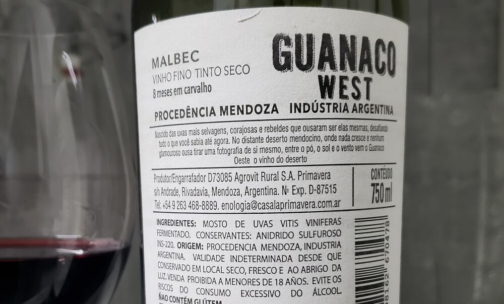 Vinho tinto Guanaco West Malbec