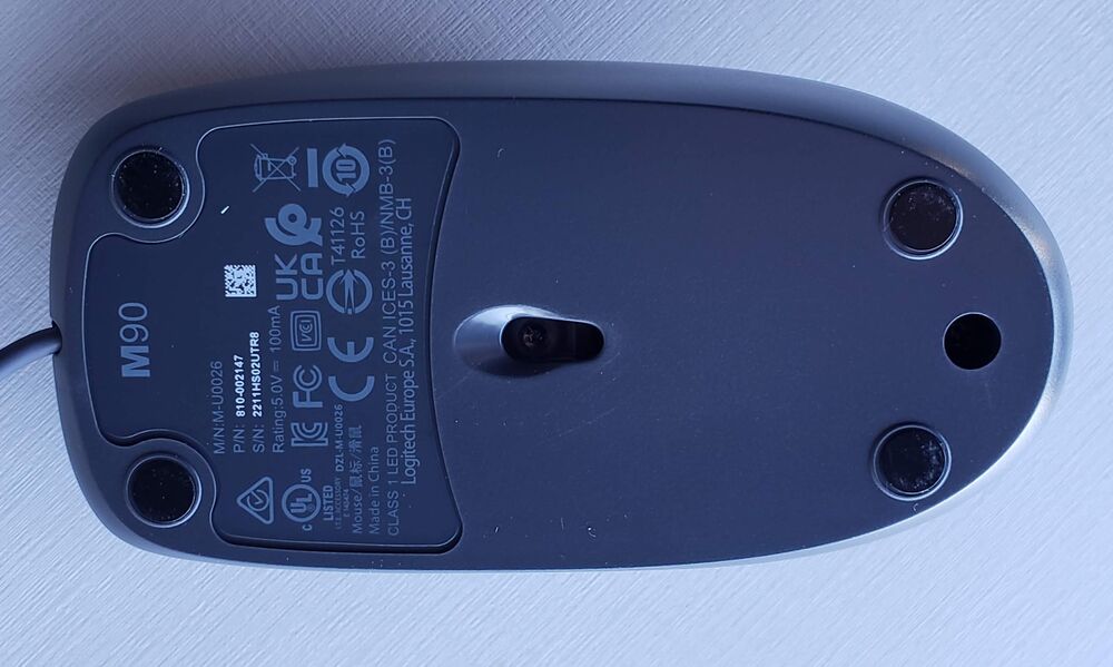 Mouse com fio USB Logitech M90 - Cinza